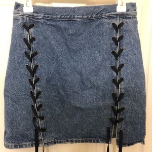 Laced Up Denim Skirt